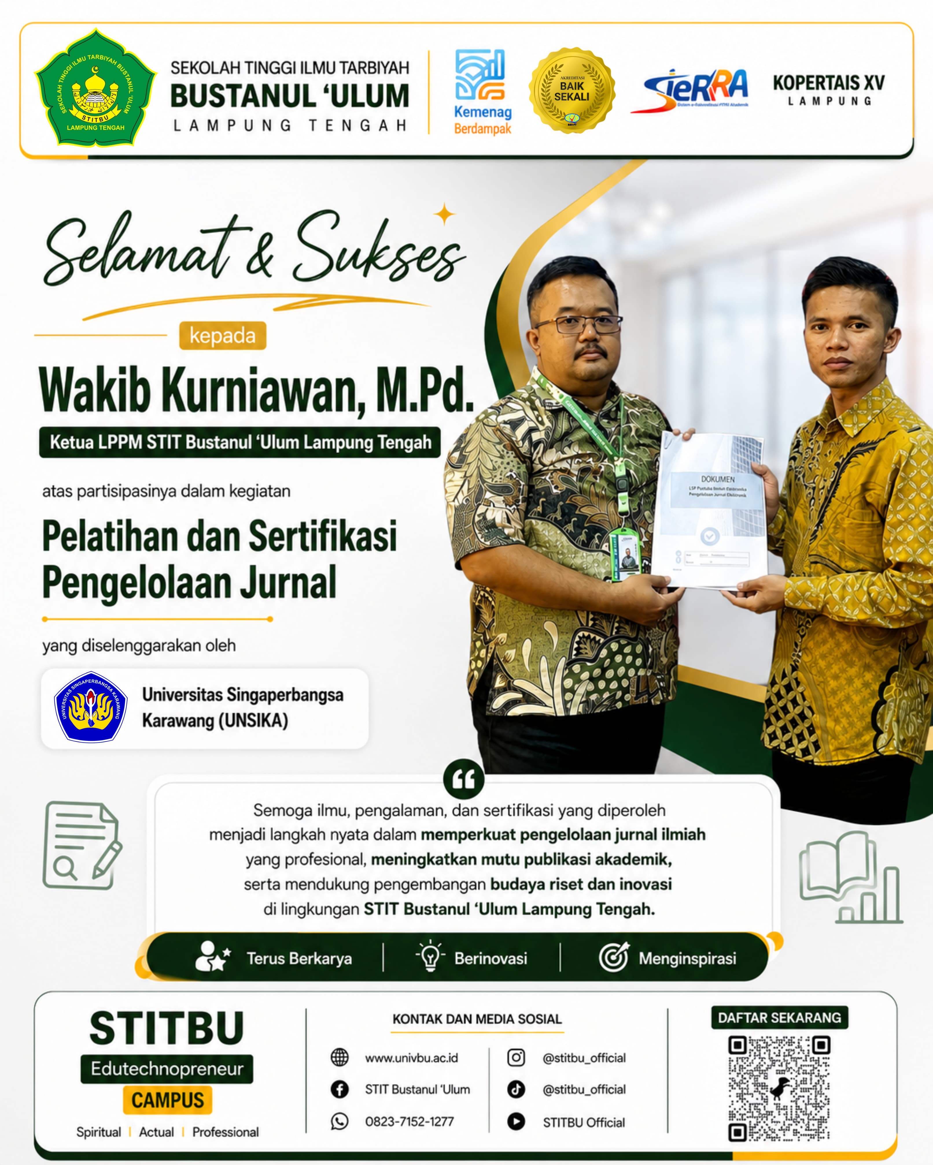 Pelatihan dan Sertifikasi Pengelolaan Jurnal